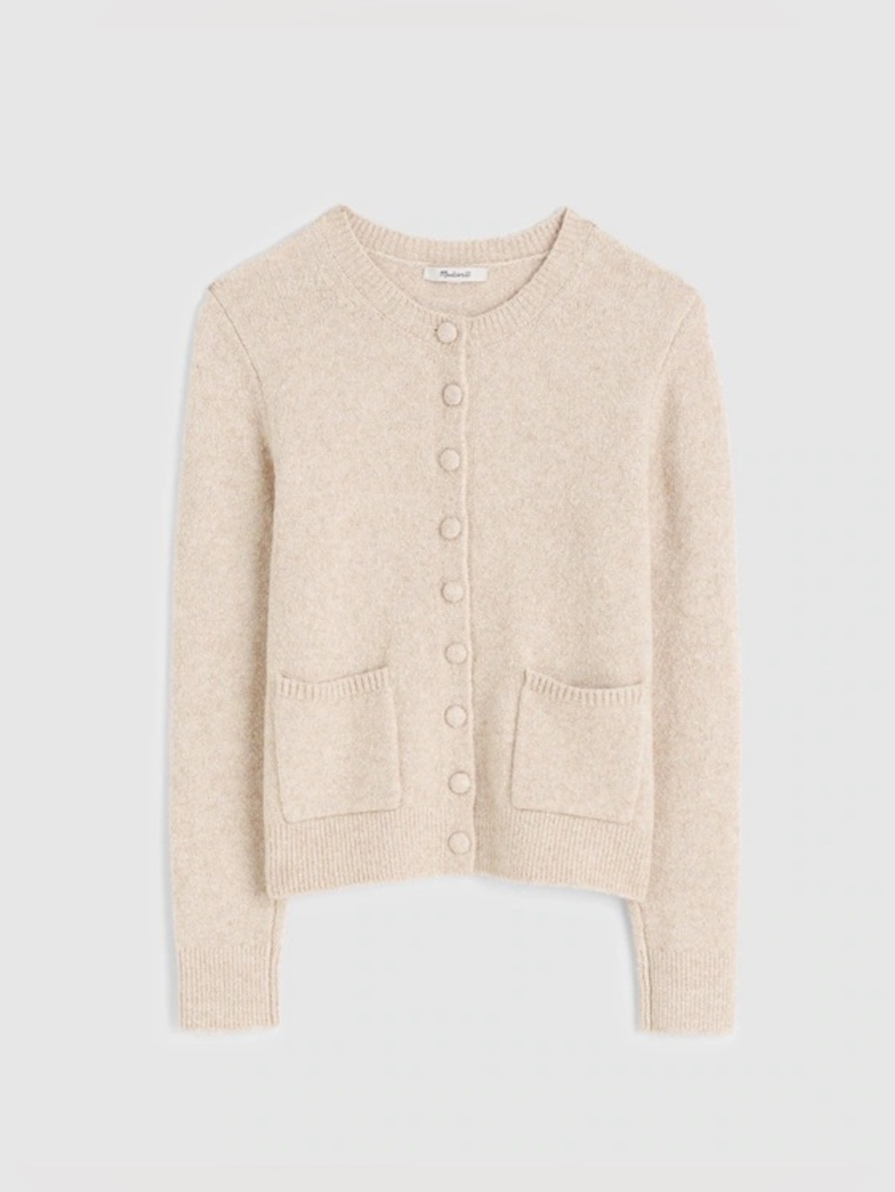 Madewell Cream Patch-Pocket Cotton-Blend Cardigan Size Small - C25-015